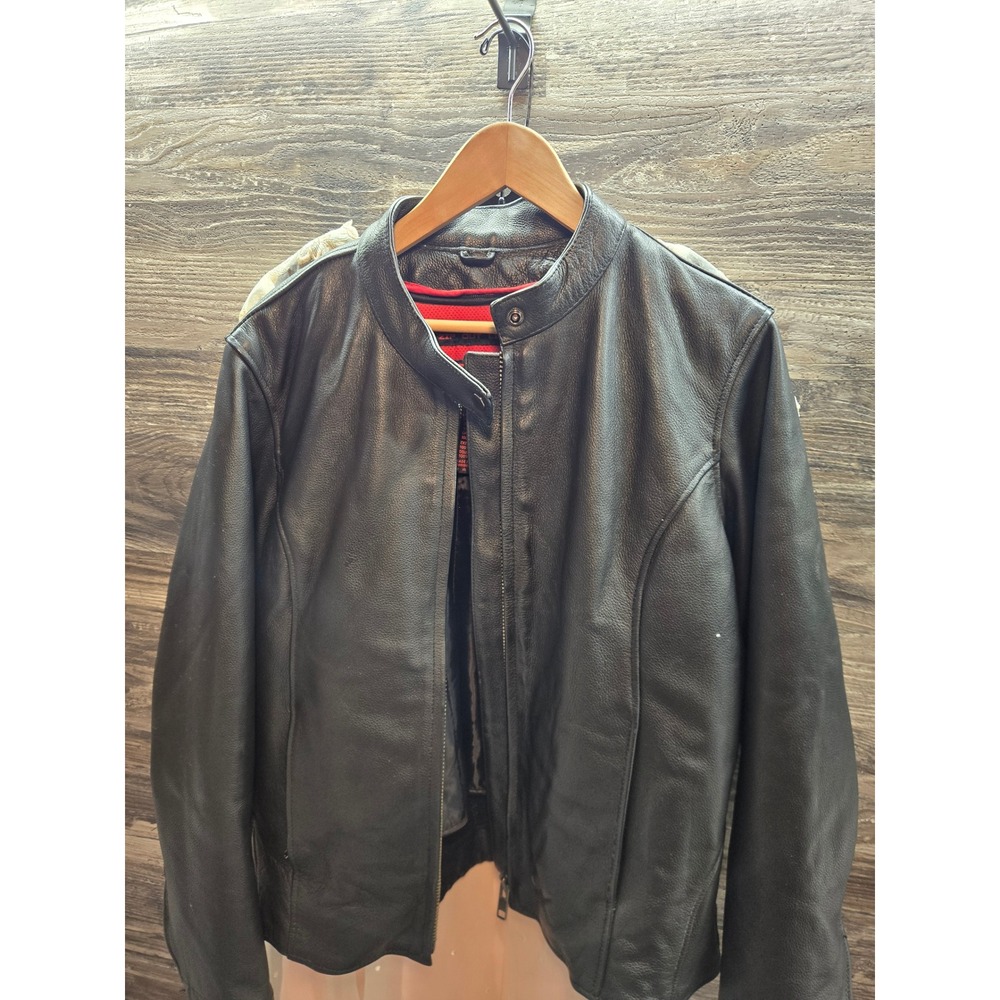 Z1R Womens 357 Black Leather Motorcycle Jacket Zip Out Liner XL Premium Riding